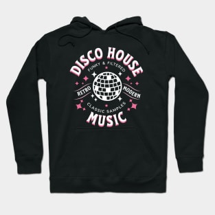 DISCO HOUSE  - Retro Modern Disco Ball (White/Pink) Hoodie